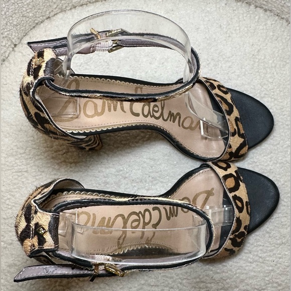 Sam Edelman Yaro leopard cheetah print stacked block heel ankle strap furry 8.5 - Picture 6 of 10